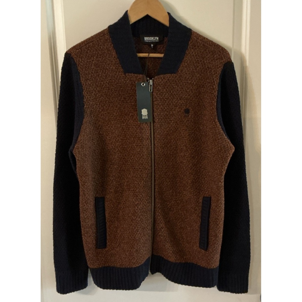 Brooklyn Industries Curtis Bomber Sweater Men's Medium NWT Wool Blend Full Zip
